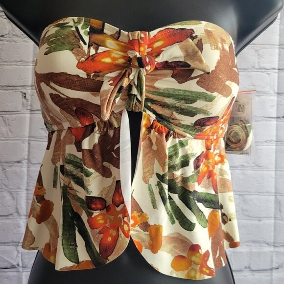 Vince Camuto Women's Floral Tie Front Bandini Swim Top - Picture 1 of 4